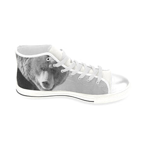 Big Bear Black and White Men’s Classic High Top Canvas Shoes (Model 017)