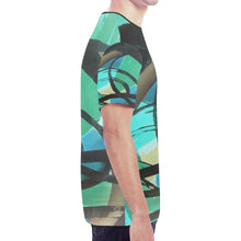 Load image into Gallery viewer, Abstract Circles Black and Teal New All Over Print T-shirt for Men (Model T45)