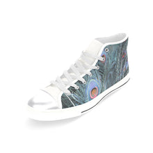 Load image into Gallery viewer, Peacock Feathers Blue Women&#39;s Classic High Top Canvas Shoes (Model 017)