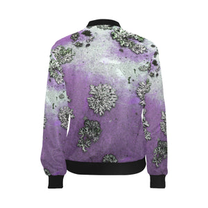 Patches of Moss Purple All Over Print Bomber Jacket for Women (Model H36)