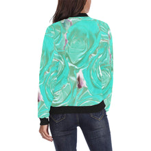 Load image into Gallery viewer, Rose Bouquet Flower Aqua All Over Print Bomber Jacket for Women (Model H36)